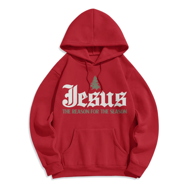 Quotation Style Jesus The Reason for the Season Fleece Lined Polyester Hoodie - Red - 2XL - image 18
