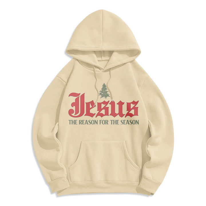 Quotation Style Jesus The Reason for the Season Fleece Lined Polyester Hoodie - Beige - 2XL - image 8