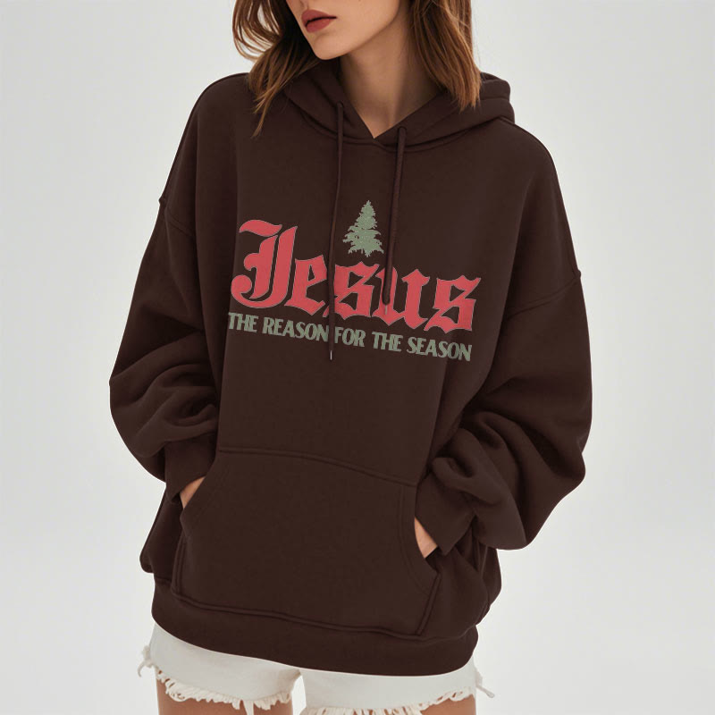 Quotation Style Jesus The Reason for the Season Fleece Lined Polyester Hoodie - image 11