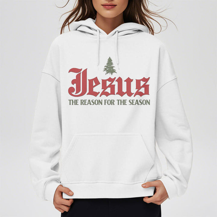 Quotation Style Jesus The Reason for the Season Fleece Lined Polyester Hoodie - image 5