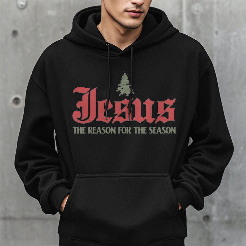Quotation Style Jesus The Reason for the Season Fleece Lined Polyester Hoodie - image 7