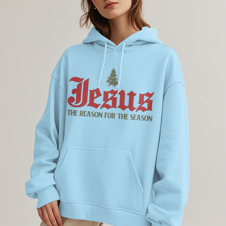 Quotation Style Jesus The Reason for the Season Fleece Lined Polyester Hoodie - image 15