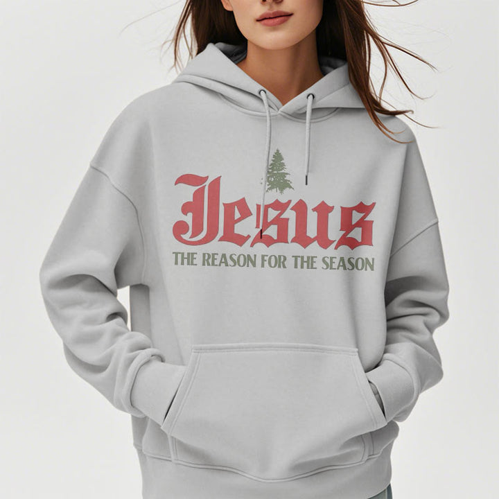 Quotation Style Jesus The Reason for the Season Fleece Lined Polyester Hoodie - image 17