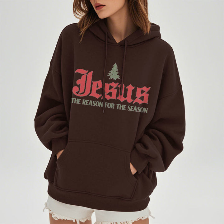 Quotation Style Jesus The Reason for the Season Fleece Lined Polyester Hoodie - image 11