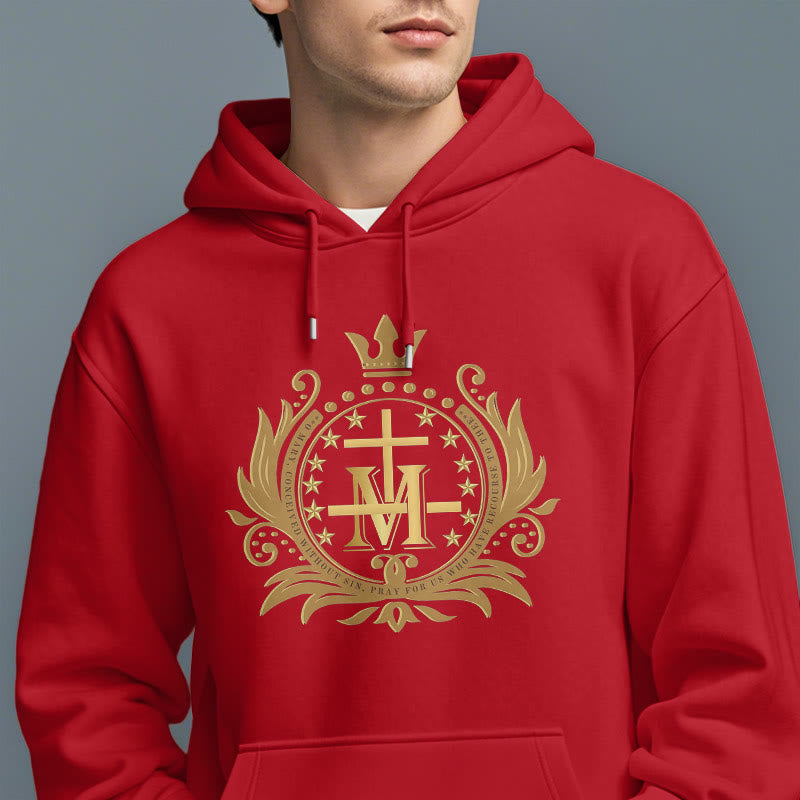 Classic Style Crowned Cross Virgin Mary Fleece Lined Polyester Hoodie - image 19