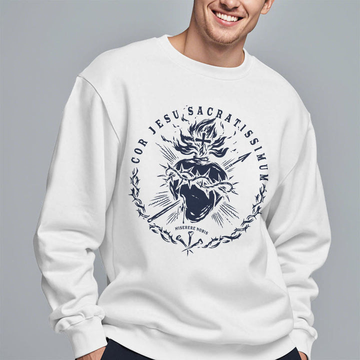 Classic Style Sacred Heart of Jesus Fleece Lined Polyester Sweatshirt - image 5