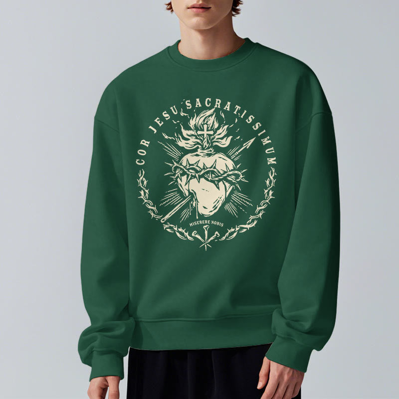 Christianartworkshop Classic Style Sacred Heart of Jesus Fleece Lined Polyester Sweatshirt - image 12