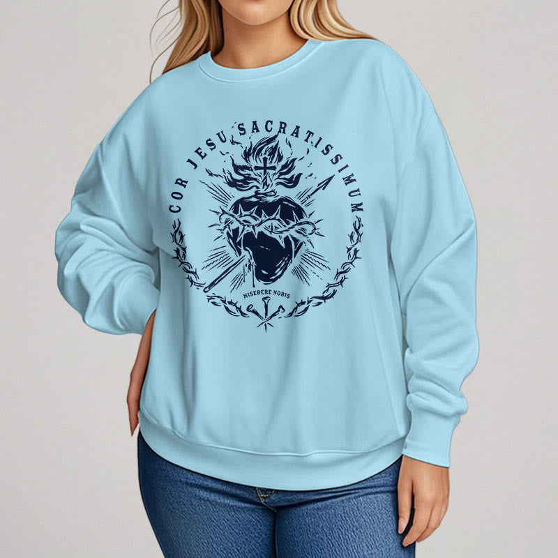 Classic Style Sacred Heart of Jesus Fleece Lined Polyester Sweatshirt - image 15