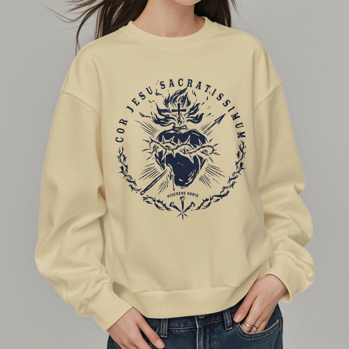 Classic Style Sacred Heart of Jesus Fleece Lined Polyester Sweatshirt - image 9