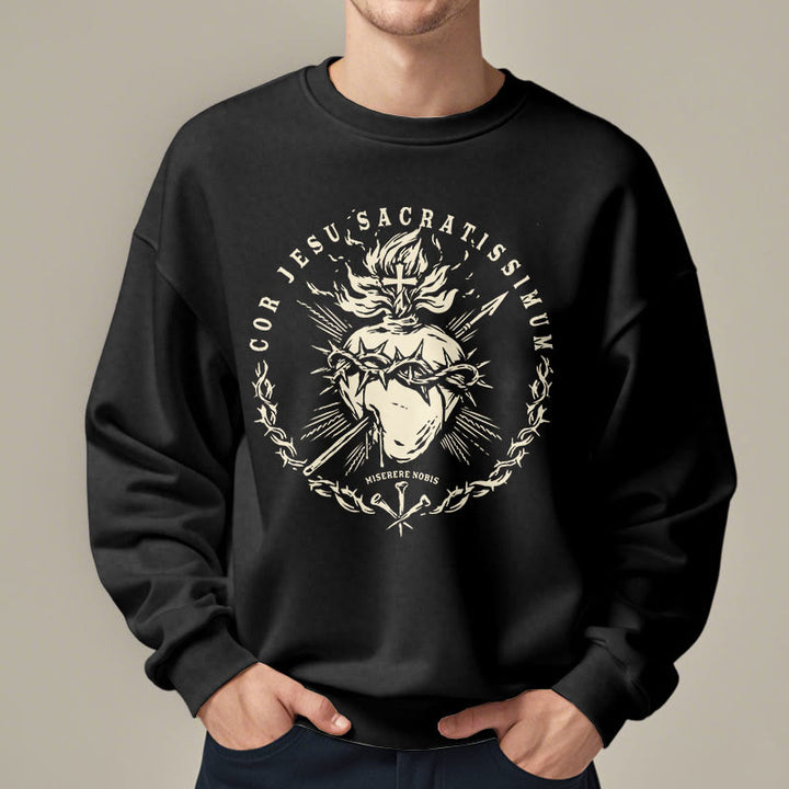 Classic Style Sacred Heart of Jesus Fleece Lined Polyester Sweatshirt - image 7