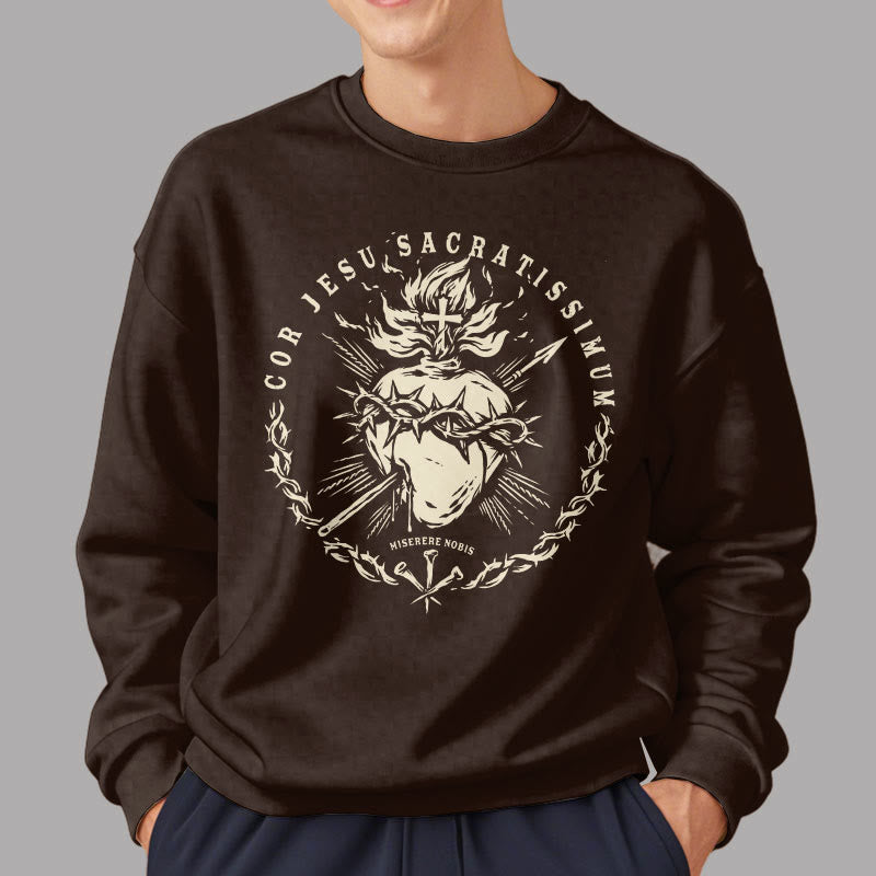 Christianartworkshop Classic Style Sacred Heart of Jesus Fleece Lined Polyester Sweatshirt - image 10