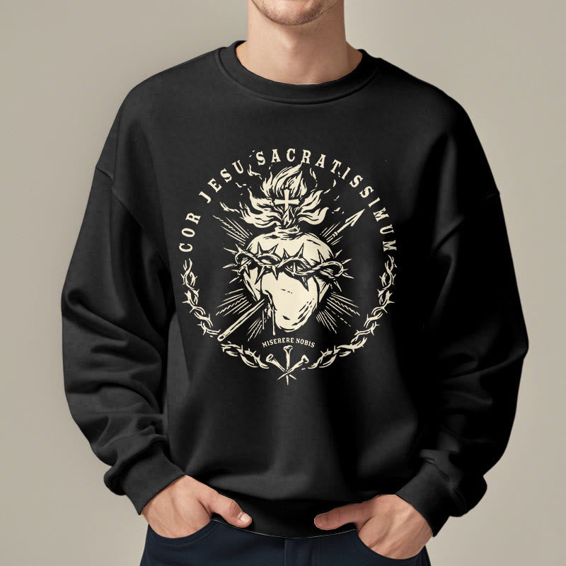 Classic Style Sacred Heart of Jesus Fleece Lined Polyester Sweatshirt - image 7