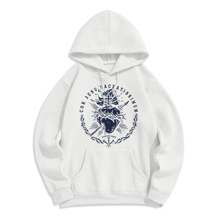 Classic Style Sacred Heart of Jesus Fleece Lined Polyester    Hoodie