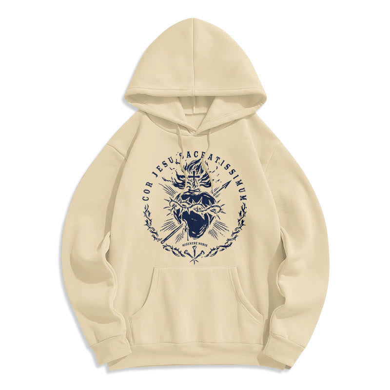 Classic Style Sacred Heart of Jesus Fleece Lined Polyester    Hoodie