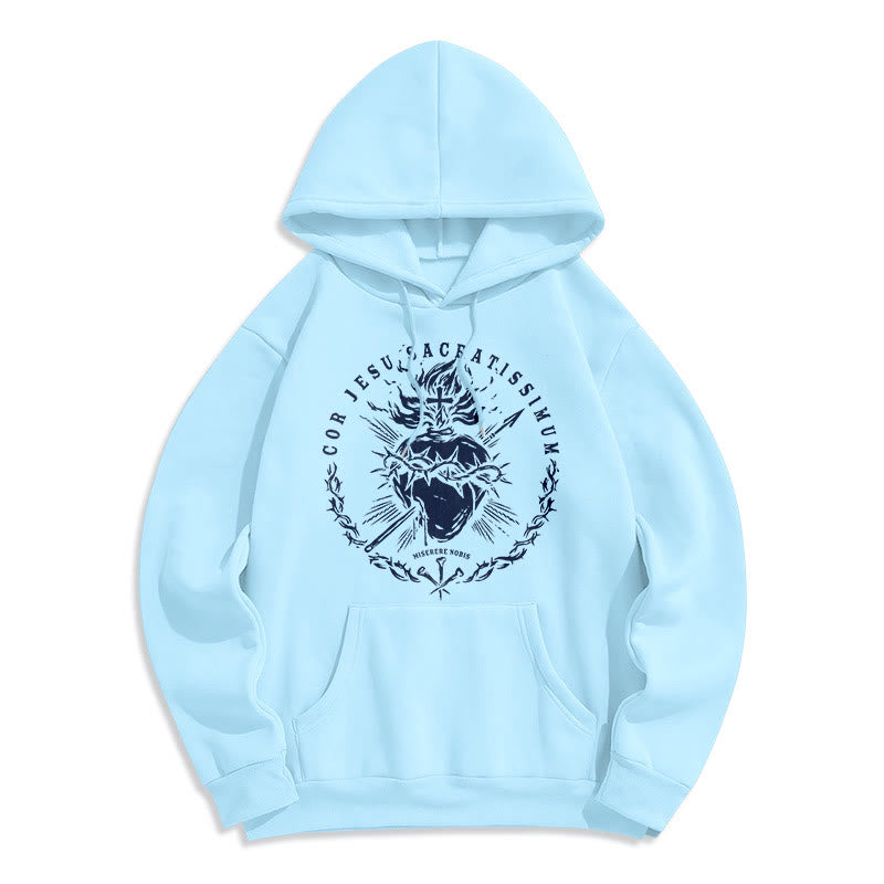 Classic Style Sacred Heart of Jesus Fleece Lined Polyester    Hoodie