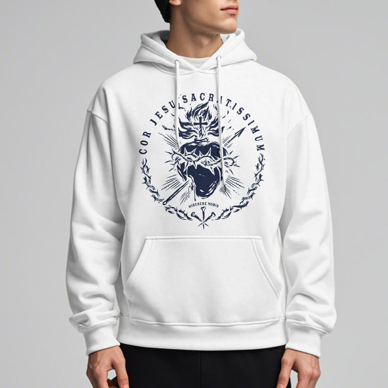 Classic Style Sacred Heart of Jesus Fleece Lined Polyester    Hoodie