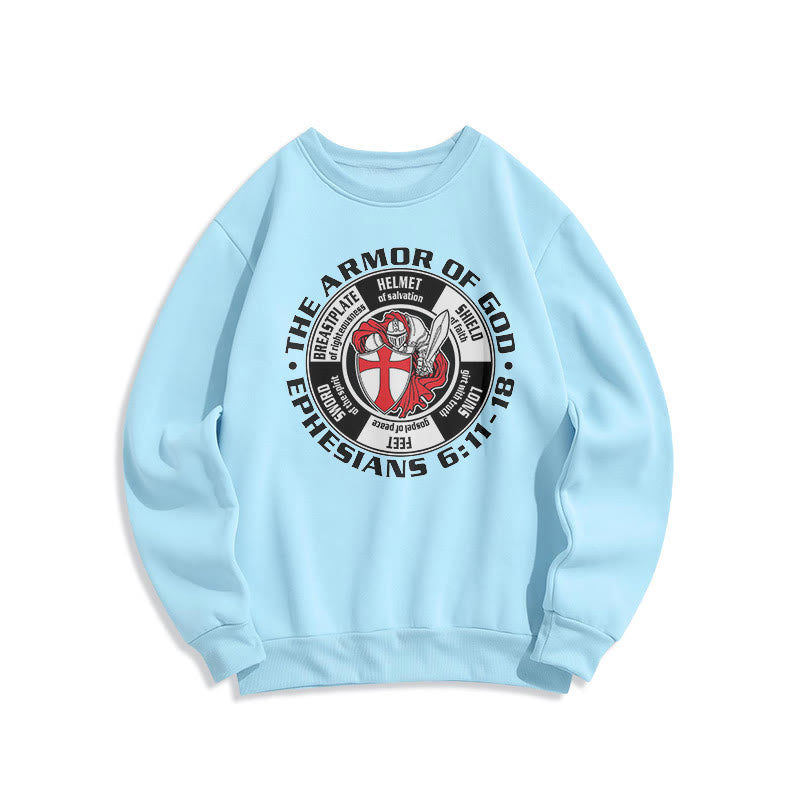 Modern Colored Style Crusader Knight Armor of God Fleece Lined Polyester Sweatshirt - Blue - 2XL - image 0