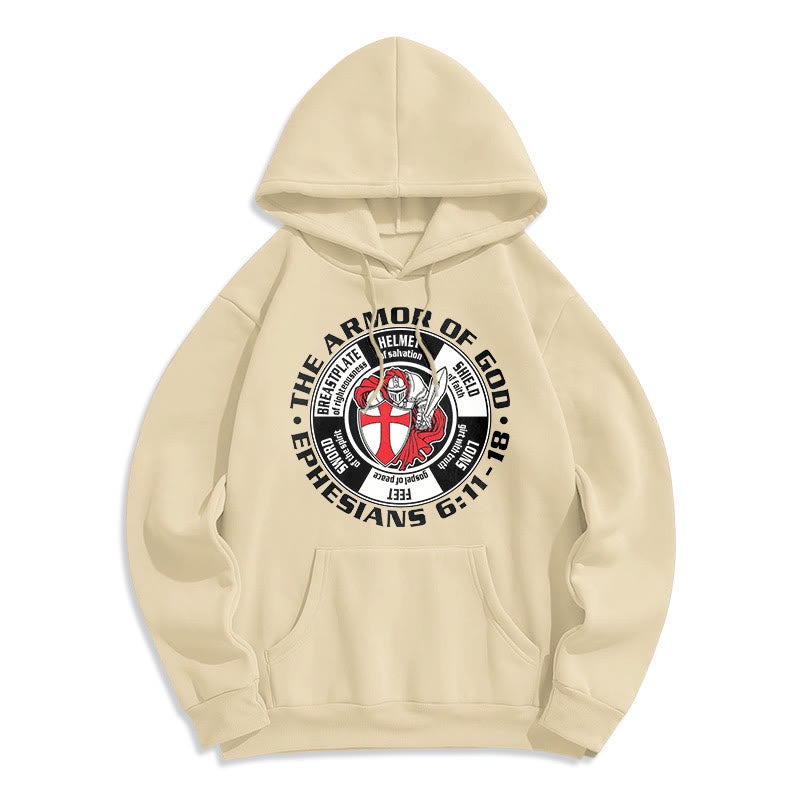 Christianartworkshop Modern Colored Style Crusader Knight Armor of God Fleece Lined Polyester Hoodie - Beige - 2XL - image 0
