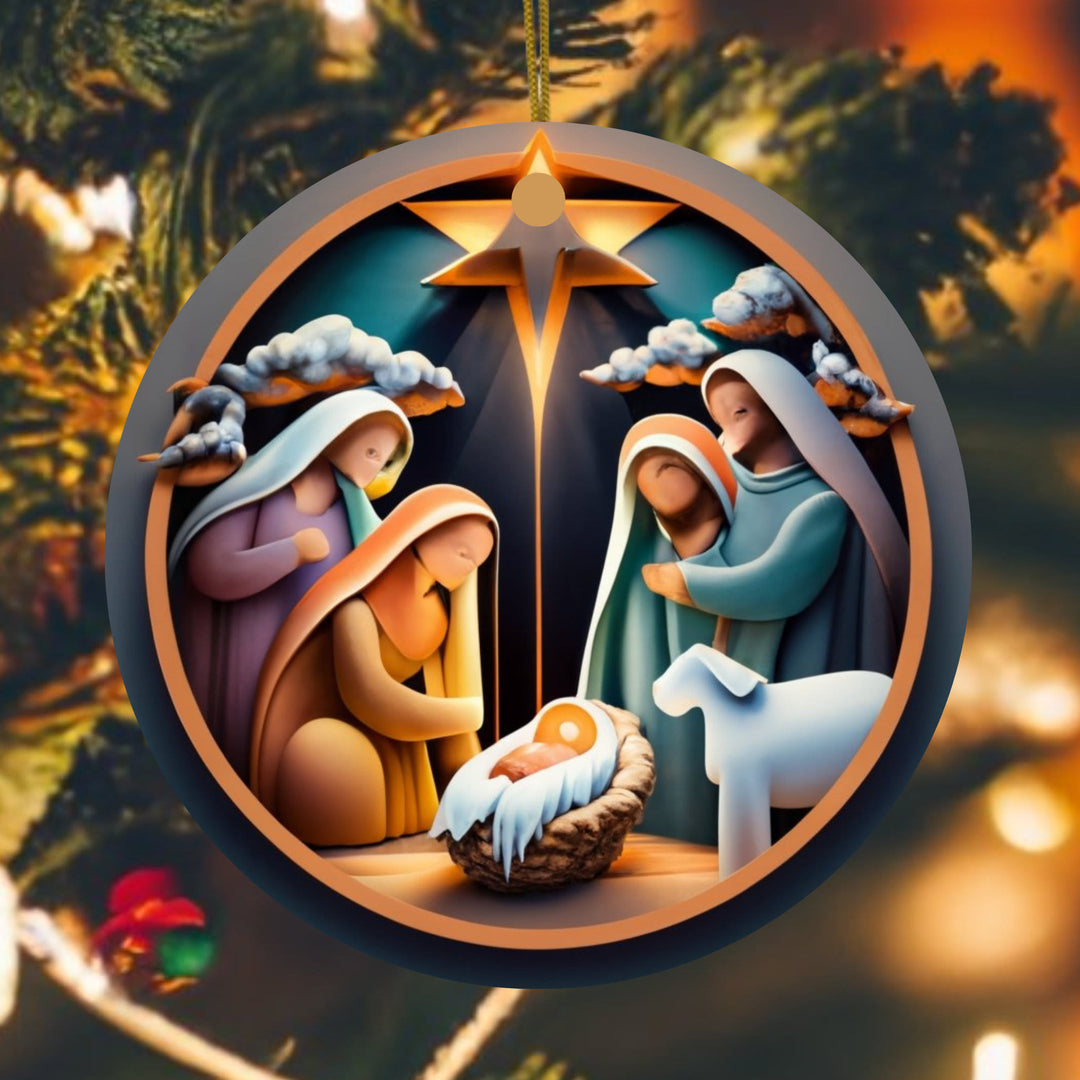 Christianartworkshop Classic Colored Style Star Nativity Scene Christmas Nativity Hanging Ornaments - Ceramics - image 0