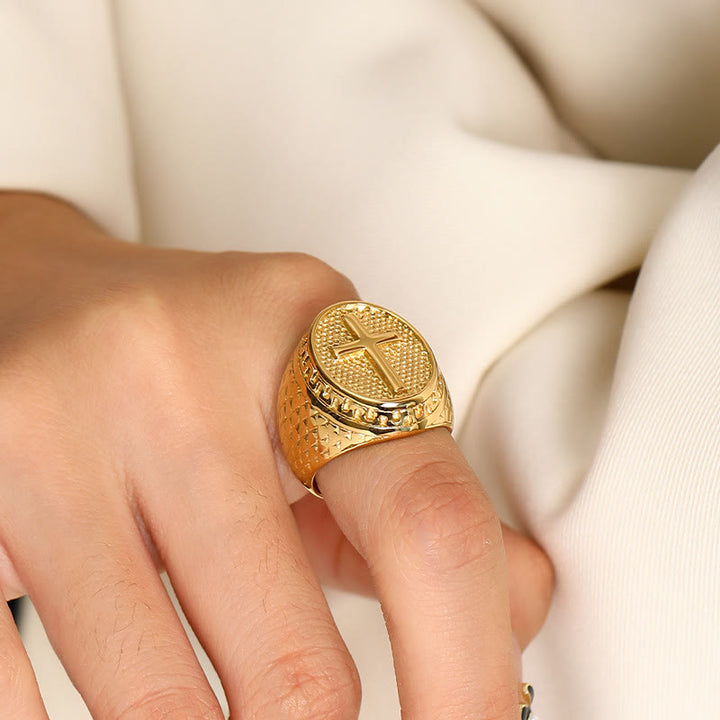 Christianartworkshop Classic Style Unique Cross Devine Faith Ring - image 3