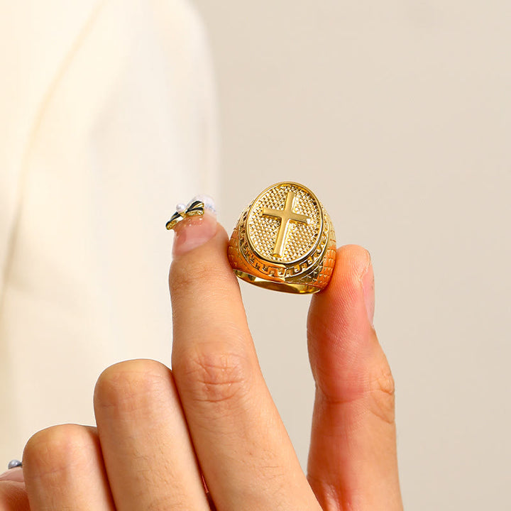 Classic Style Unique Cross Devine Faith Ring