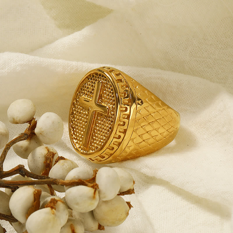 Christianartworkshop Classic Style Unique Cross Devine Faith Ring - image 1
