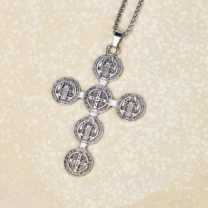 Christianartworkshop Classic Retro Style St. Benedict Cross Divine Protection Pendant Necklace - image 2