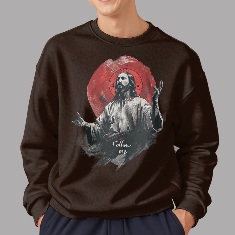Classic Style Jesus Halo Follow Me Fleece Lined Polyester Sweatshirt