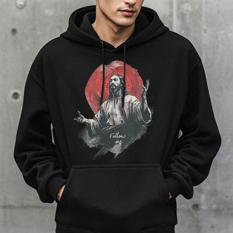 Classic Style Jesus Halo Follow Me Fleece Lined Polyester Hoodie - image 7