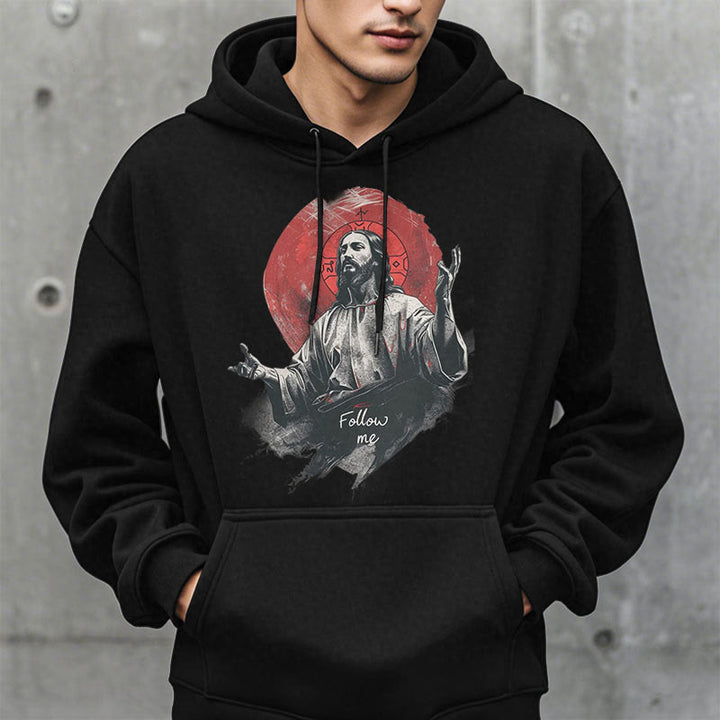Classic Style Jesus Halo Follow Me Fleece Lined Polyester Hoodie - image 7