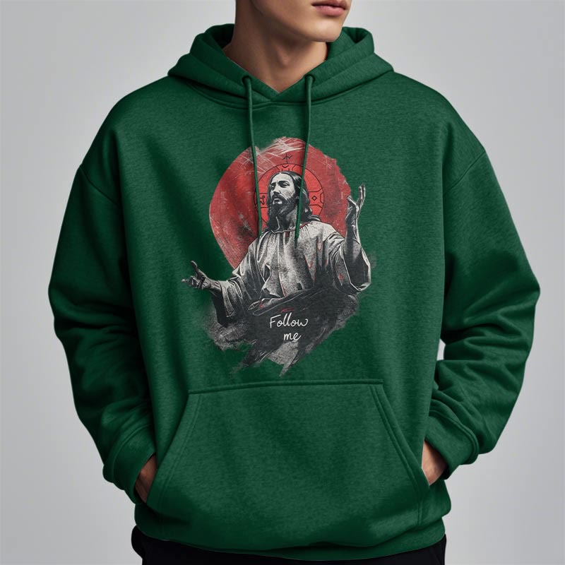 Christianartworkshop Classic Style Jesus Halo Follow Me Fleece Lined Polyester Hoodie - image 14