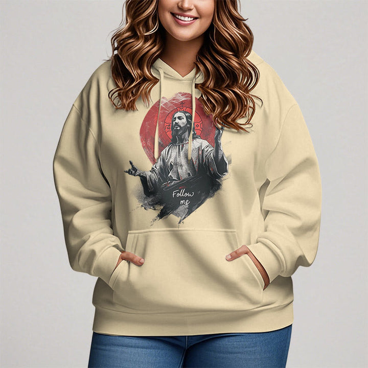 Christianartworkshop Classic Style Jesus Halo Follow Me Fleece Lined Polyester Hoodie - image 10