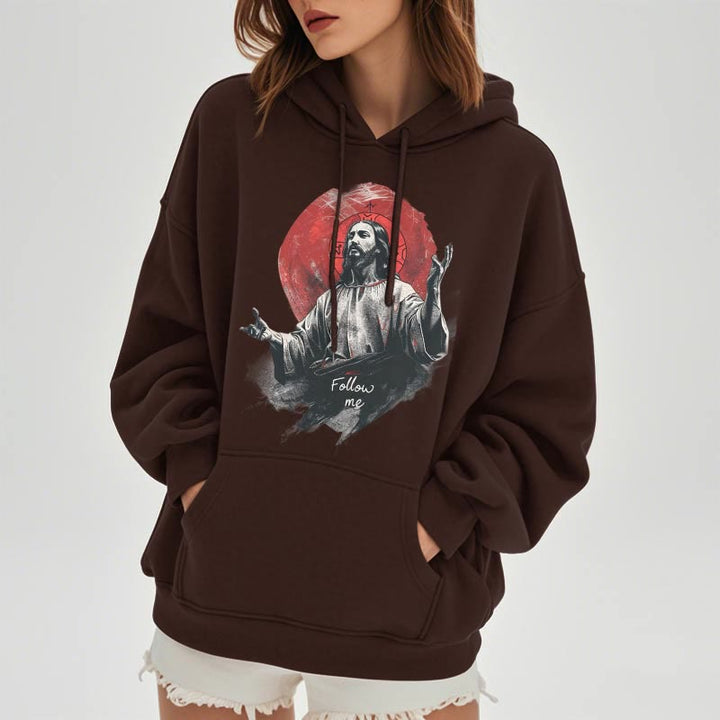Classic Style Jesus Halo Follow Me Fleece Lined Polyester Hoodie - image 13