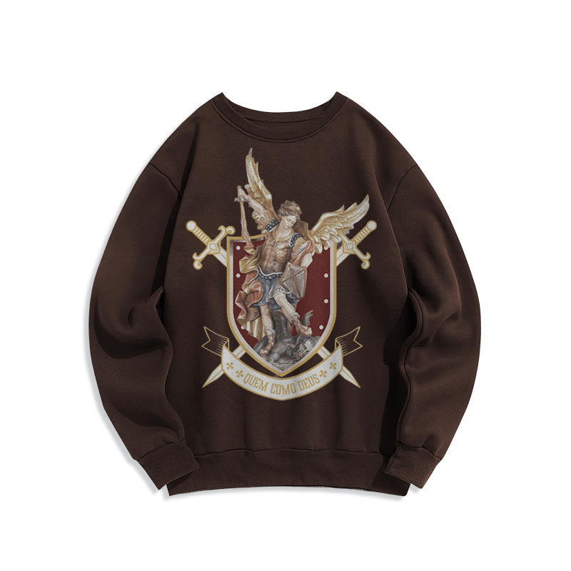 Classic Style Saint Michael the Archangel Fleece Lined Polyester Sweatshirt - Brown - 2XL - image 12