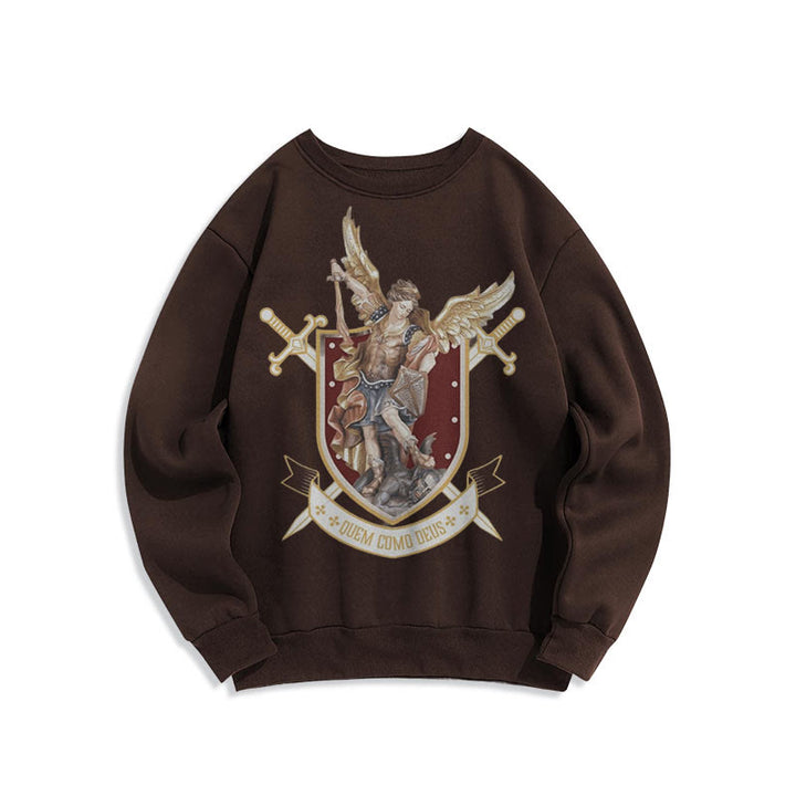 Classic Style Saint Michael the Archangel Fleece Lined Polyester Sweatshirt - Brown - 2XL - image 12