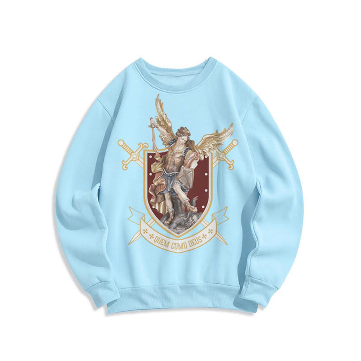 Classic Style Saint Michael the Archangel Fleece Lined Polyester Sweatshirt - Blue - 2XL - image 14