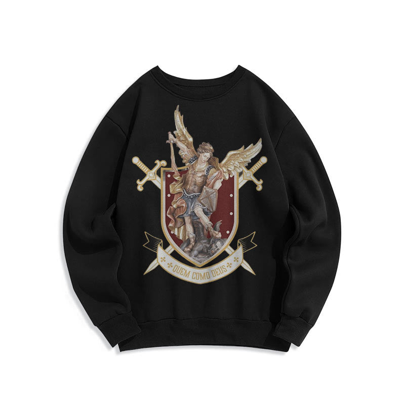 Classic Style Saint Michael the Archangel Fleece Lined Polyester Sweatshirt - Black - 2XL - image 6