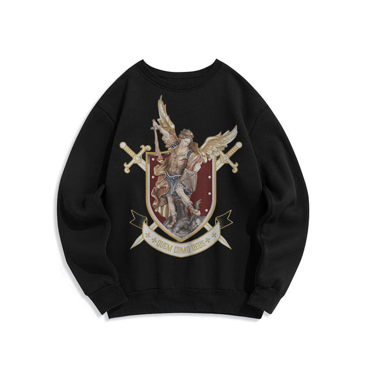 Classic Style Saint Michael the Archangel Fleece Lined Polyester Sweatshirt - Black - 2XL - image 6