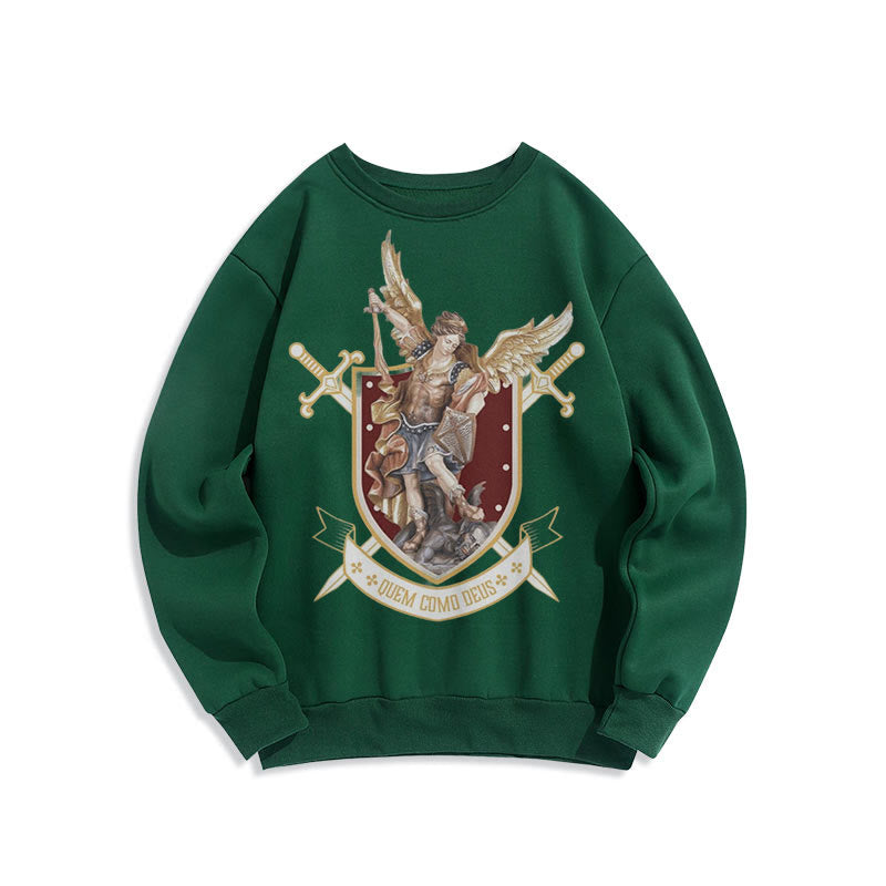 Classic Style Saint Michael the Archangel Fleece Lined Polyester Sweatshirt - Green - 2XL - image 0