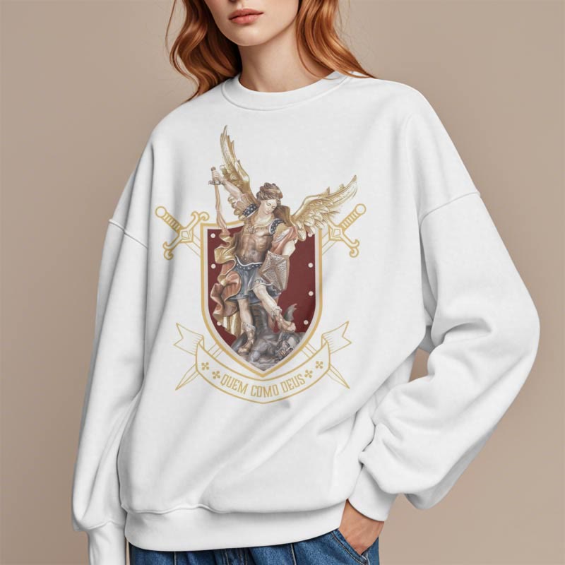 Christianartworkshop Classic Style Saint Michael the Archangel Fleece Lined Polyester Sweatshirt - image 8