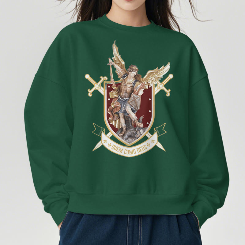 Classic Style Saint Michael the Archangel Fleece Lined Polyester Sweatshirt - image 4