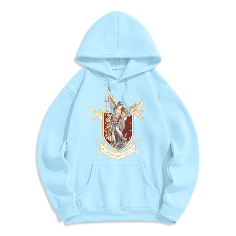 Christianartworkshop Classic Style Saint Michael the Archangel Fleece Lined Polyester Hoodie - Blue - 2XL - image 16
