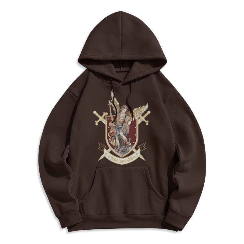 Christianartworkshop Classic Style Saint Michael the Archangel Fleece Lined Polyester Hoodie - Brown - 2XL - image 12