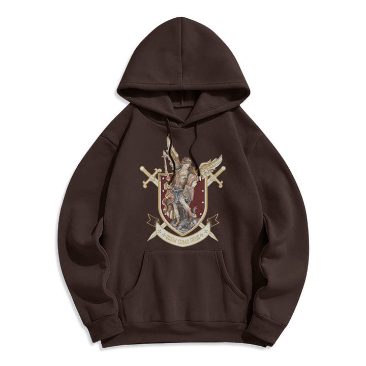 Christianartworkshop Classic Style Saint Michael the Archangel Fleece Lined Polyester Hoodie - Brown - 2XL - image 12