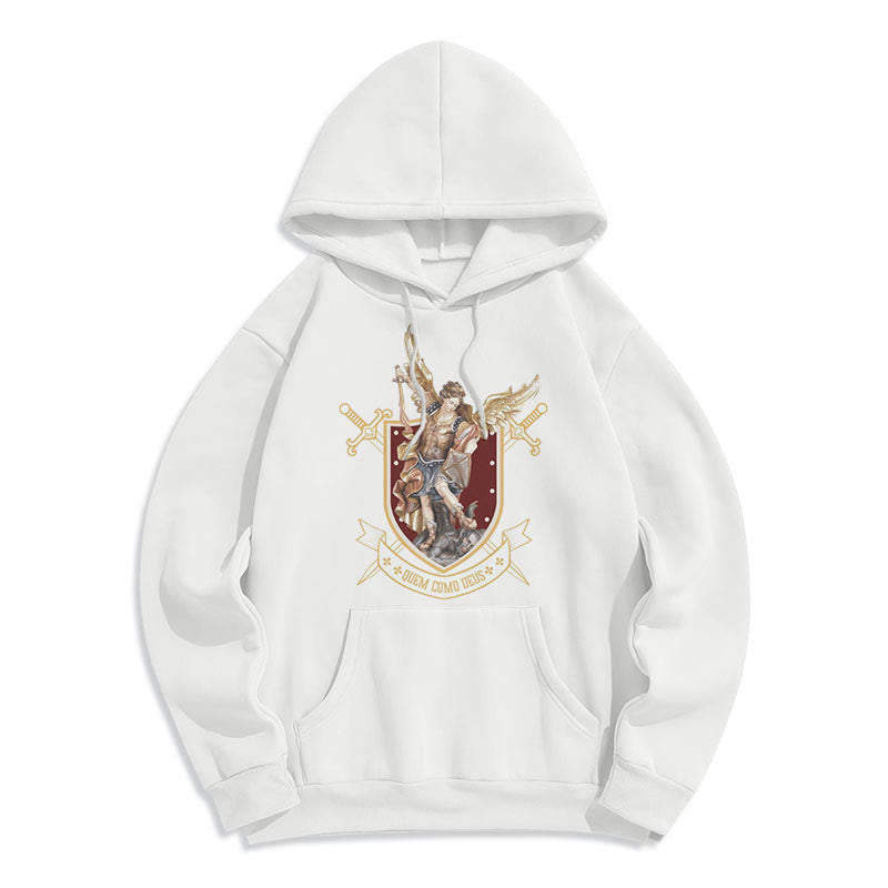Christianartworkshop Classic Style Saint Michael the Archangel Fleece Lined Polyester Hoodie - White - 2XL - image 8