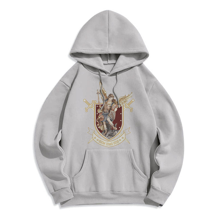 Christianartworkshop Classic Style Saint Michael the Archangel Fleece Lined Polyester Hoodie - Grey - 2XL - image 18