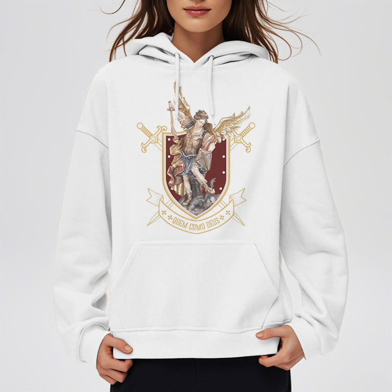 Christianartworkshop Classic Style Saint Michael the Archangel Fleece Lined Polyester Hoodie - image 9