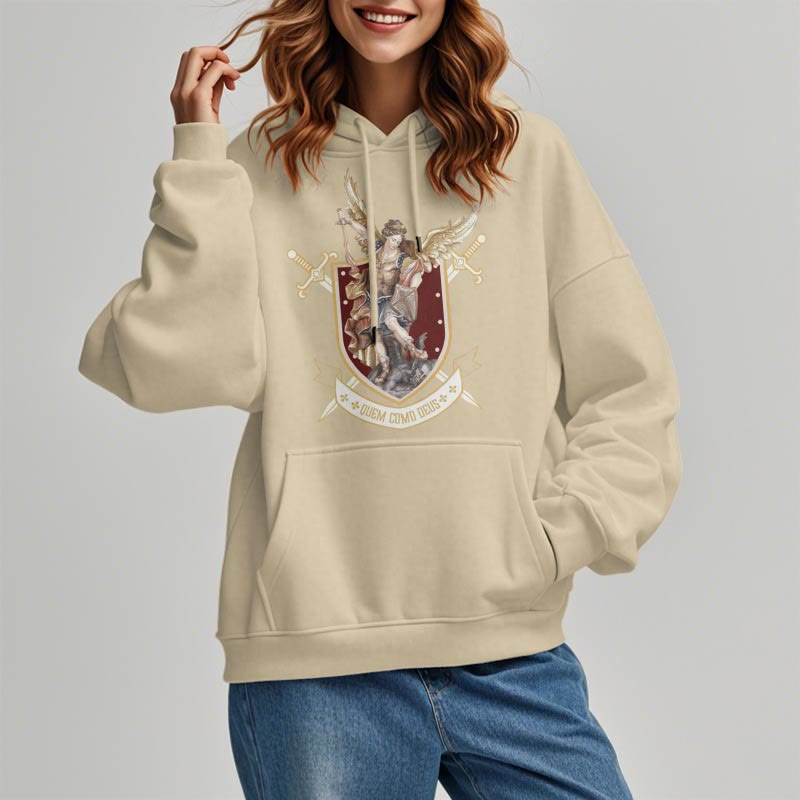 Christianartworkshop Classic Style Saint Michael the Archangel Fleece Lined Polyester Hoodie - image 11
