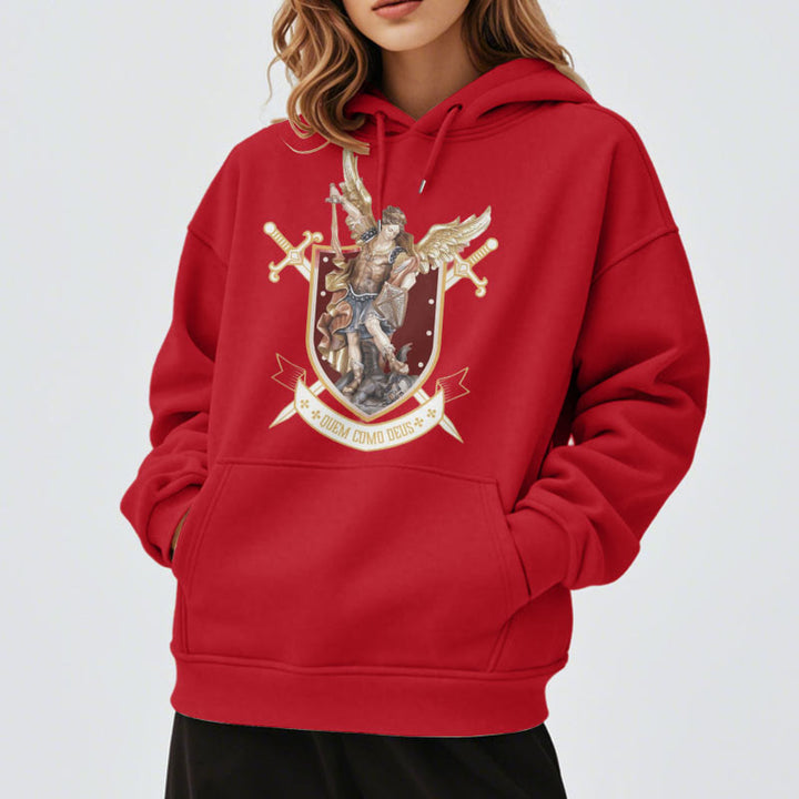 Christianartworkshop Classic Style Saint Michael the Archangel Fleece Lined Polyester Hoodie - image 5