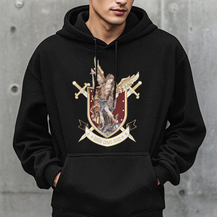 Christianartworkshop Classic Style Saint Michael the Archangel Fleece Lined Polyester Hoodie - image 7